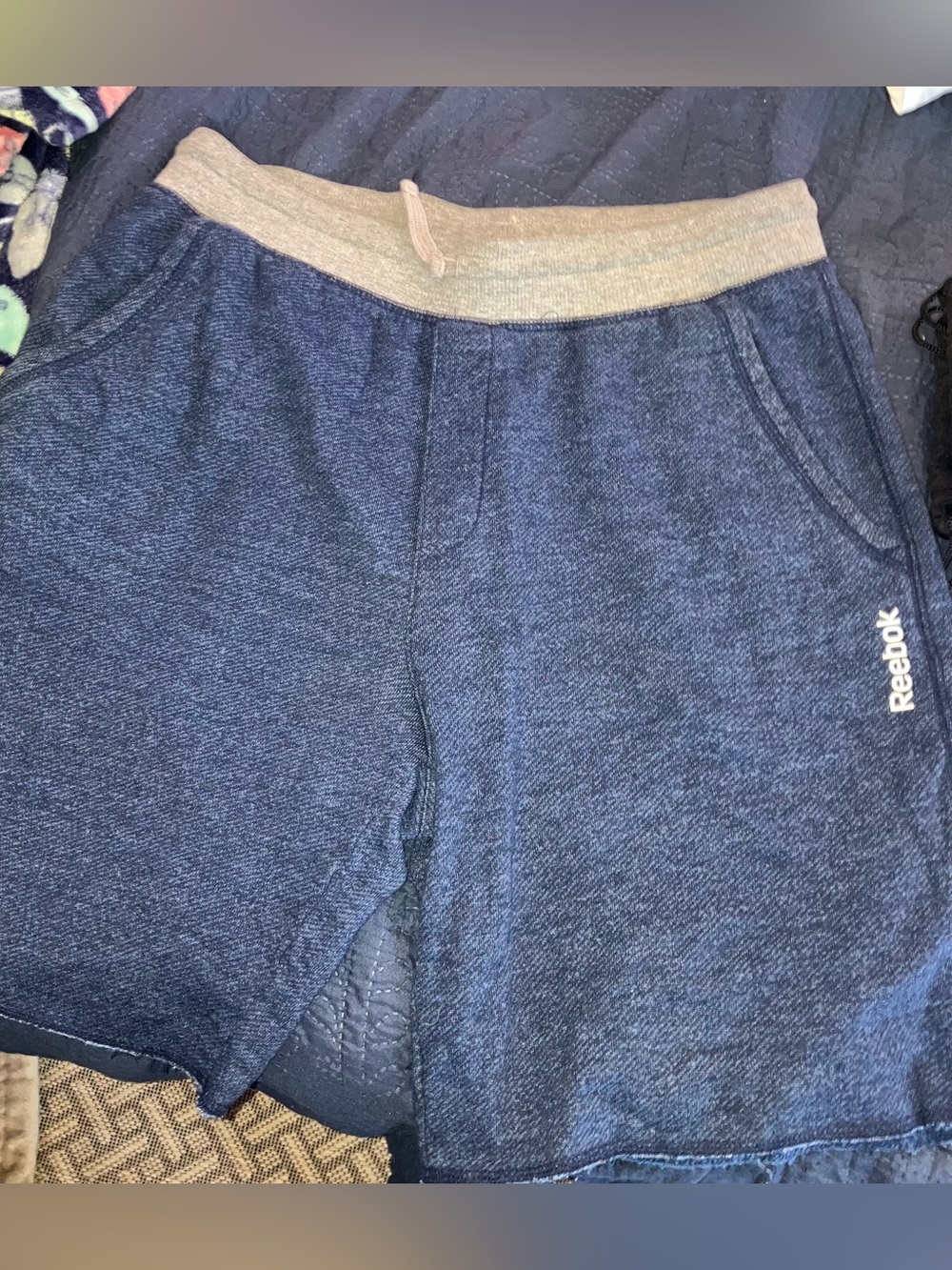 Reebok Blue Sweatshorts with Gray Waistband